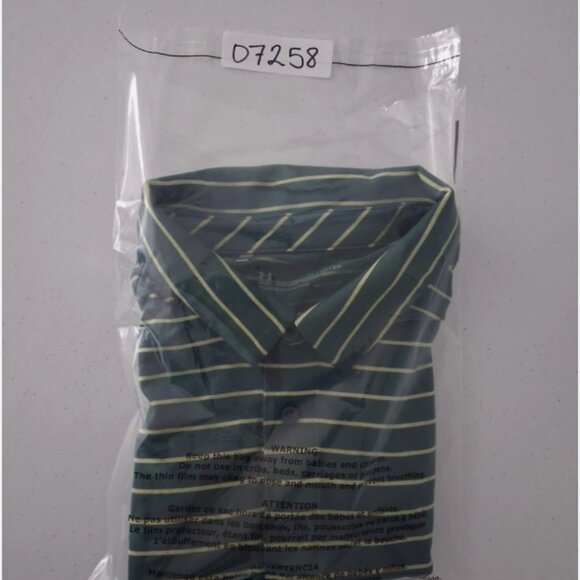 Under Armour Polo Shirt Men's XL Casual Green Striped Performance Heatgear - Picture 7 of 7